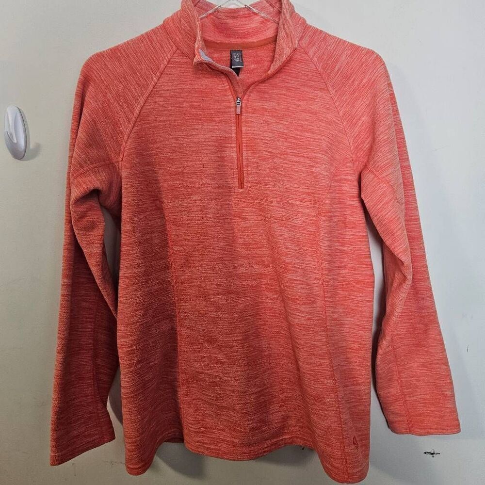 Mountain Hardwear Womens Fleece Jacket Orange Half Zip Soft Stretch Logo Large